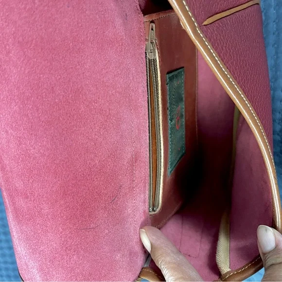 Dooney & Bourke Red and Brown Crossbody Bag with Saddle Shape - Picture 7 of 8